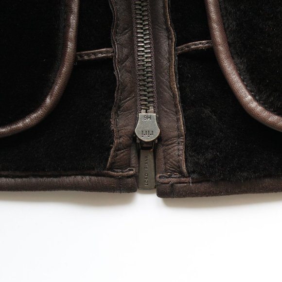 Loro Piana Aviator Shearling Cashmere Bomber Jacket Size IT 52/ US L Dark Brown - Picture 4 of 12
